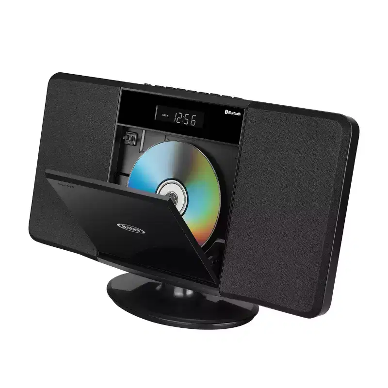 JENSEN Wall Mountable Bluetooth Music System with MP3 CD Player - Black: AM/FM, 20 Channels