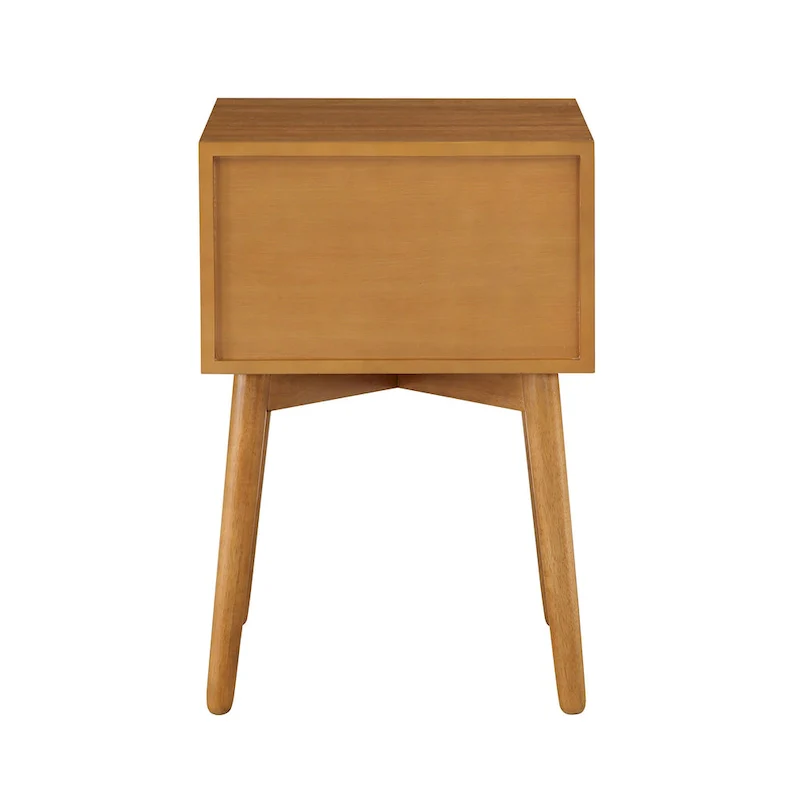 Mid-Century Modern Wood 2-Drawer Compact Nightstand Side Table