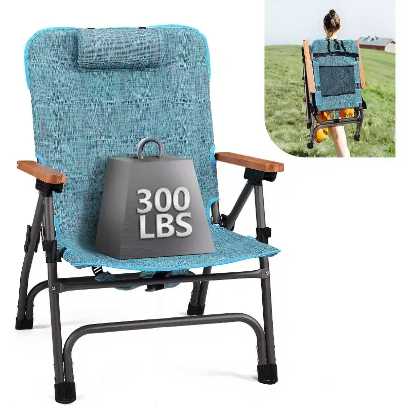 VINGLI Aluminum Folding Camping Chair,Backpack Camping Chair for Adults with Cup Holder, Heavy Duty Outdoor Chairs Support 300LBS,Lawn Chairs