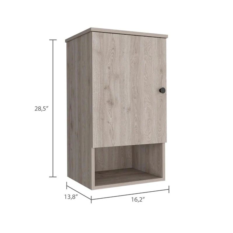 Medicine Cabinet , Two Internal Shelves, Light Oak / White Finish