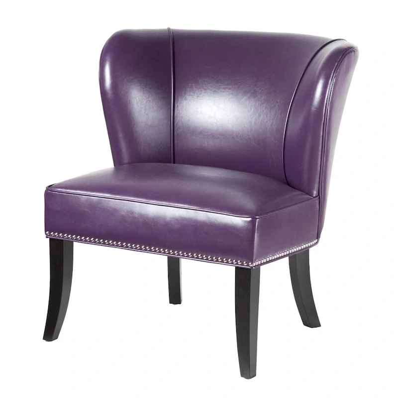 Purple Faux Leather Armless Wingback Accent Chair – 1-Seat