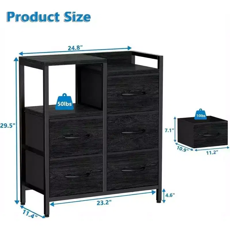Drawer Mobile File Cabinet with Open Storage Shelf, Rolling Printer Stand and Fabric Lateral Filing Cabinet for Office, Fits A4 or Letter Size Files