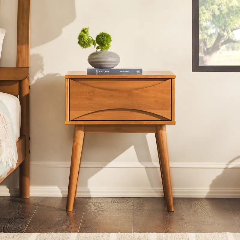 Mid-Century Curved-Drawer Nightstand