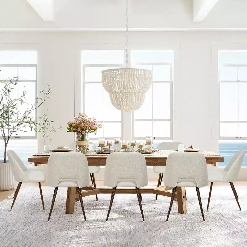 Panipeachy Dining Room Chairs Set of 8, Modern Upholstered Fabric Side Chair with Walnut Finish Metal Legs
