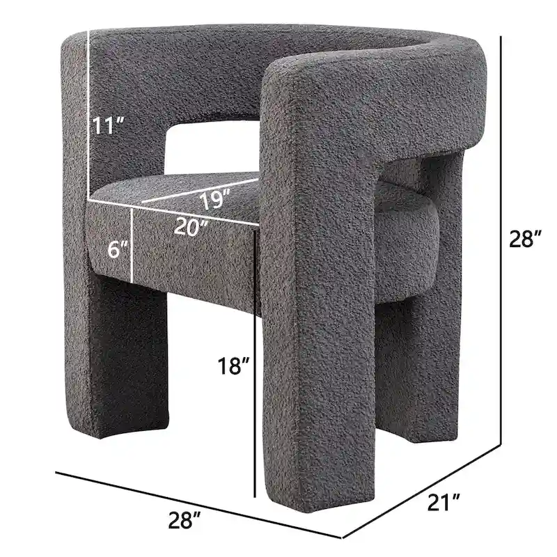 KINWELL 28   Wide Boucle Upholstered Square Armchair (Set of 2)