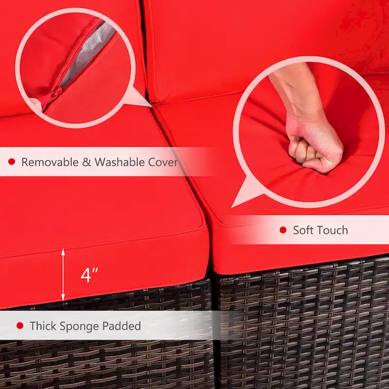 Costway 7PCS Patio Rattan Furniture Set 30 Fire Pit Table Cover - See Details