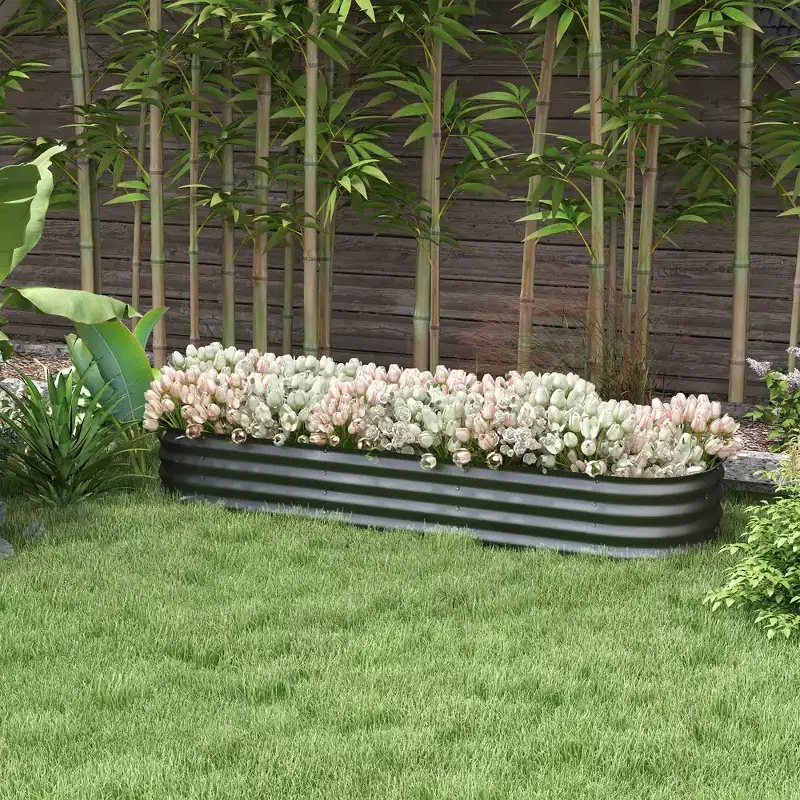 Galvanized Raised Garden Bed Kit, Metal Planter Box with Safety Edging
