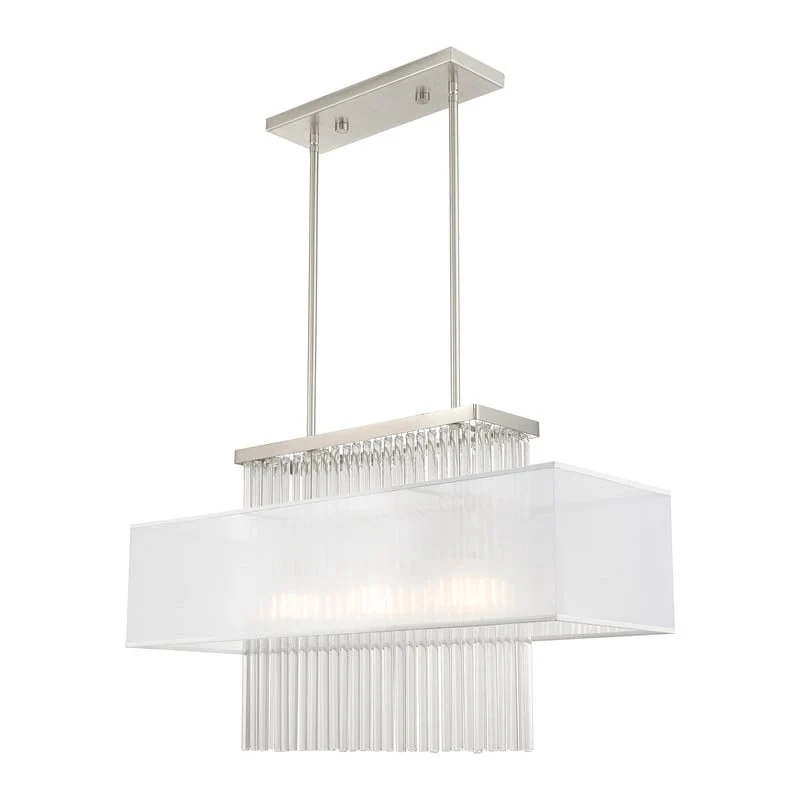 Livex Lighting 3-Light Linear Chandelier, 41143-91 - 30 L x 10 W x 26 -55 Adj. H