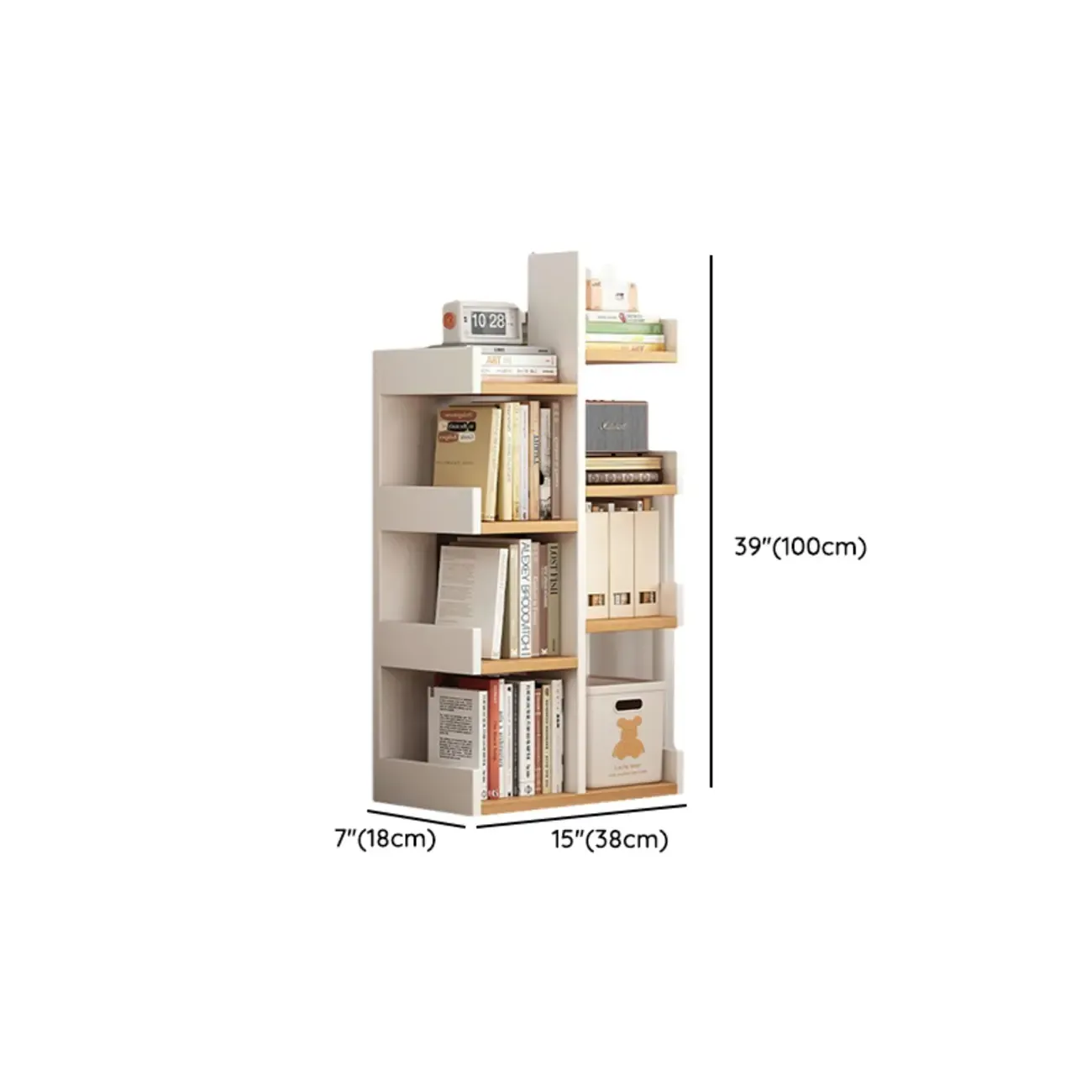 Modern Open Back 9 Shelves White Wooden Bookshelf