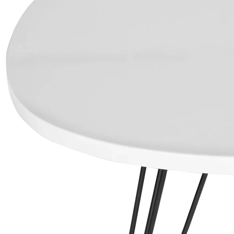 White and Black Lacquer Side Table with Hairpin Legs - 20W x 20D x 24H