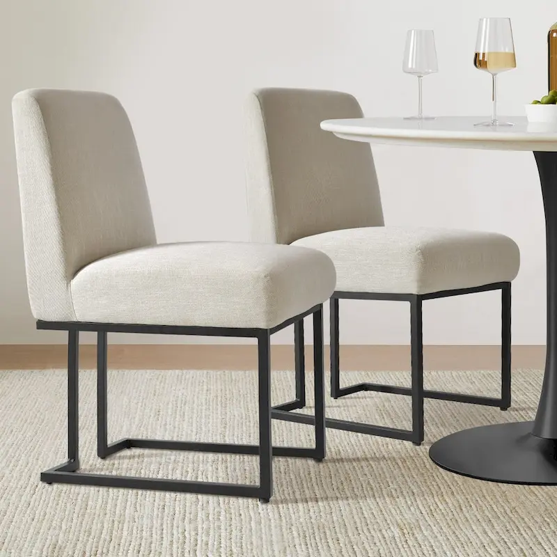 Dining Chair with Black Metal Legs