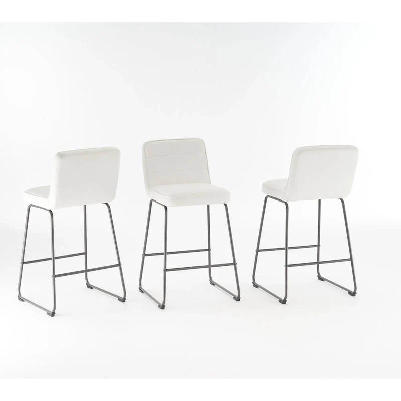 Black Faux Leather Counter Stool with Low Back