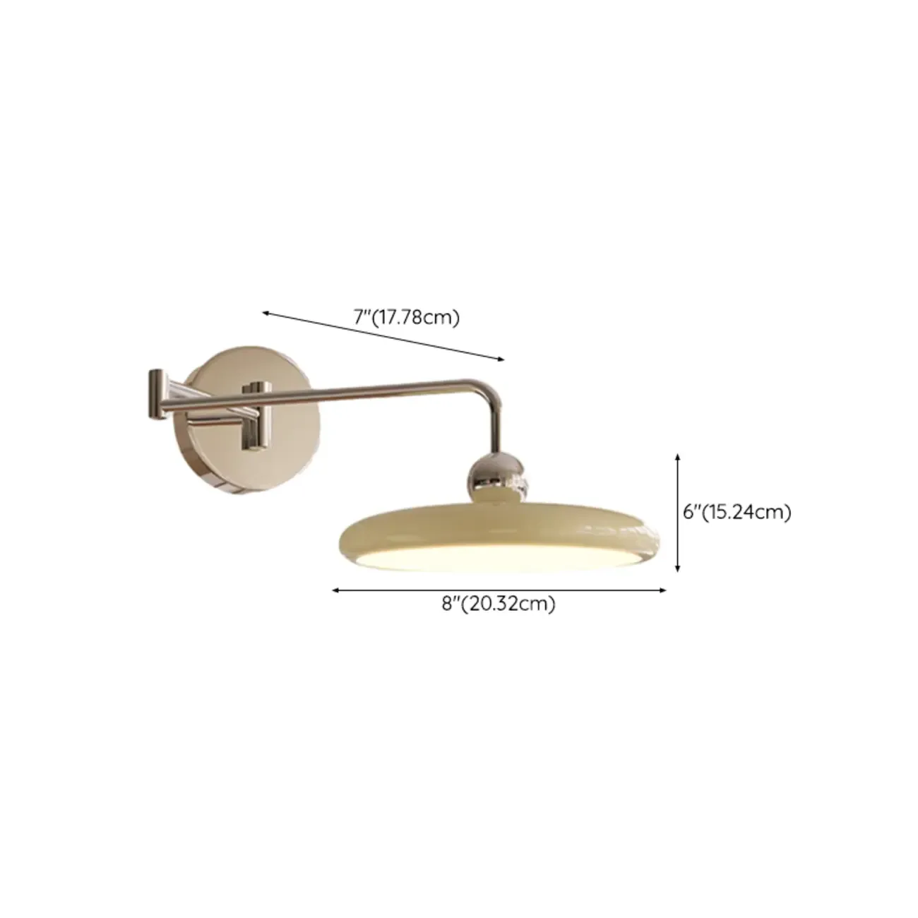 Modern Beige Swing Arm Wall Light with Round Shade