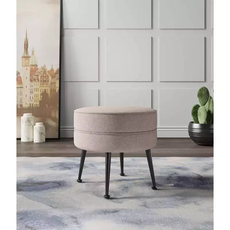 Manhattan Comfort Bailey Woven Polyester Blend Upholstered Ottoman