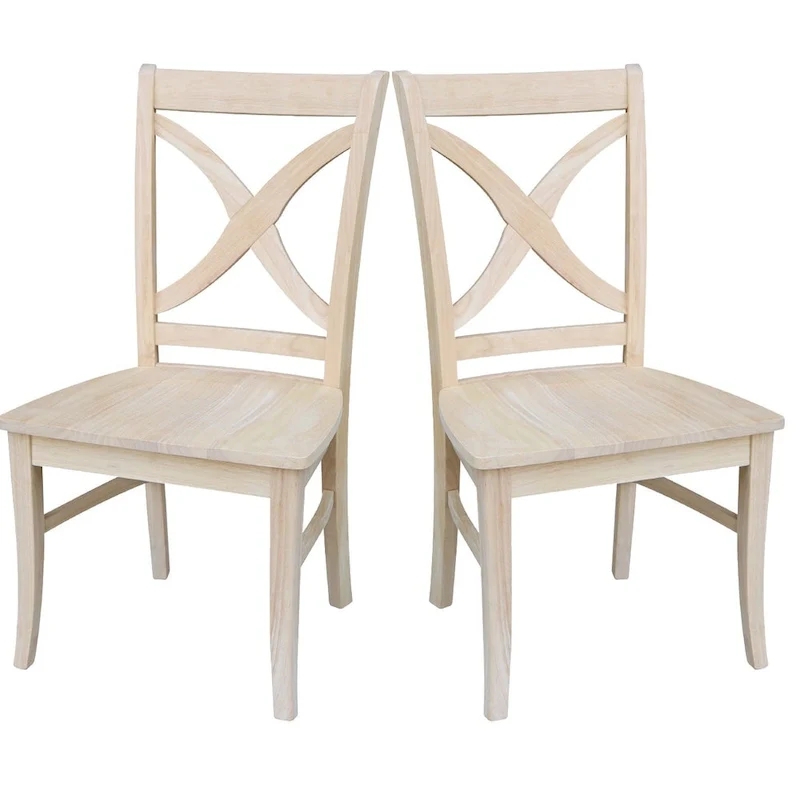 Coal/Washed Black X-Back Dining Chair, Solid Wood, Set of 2