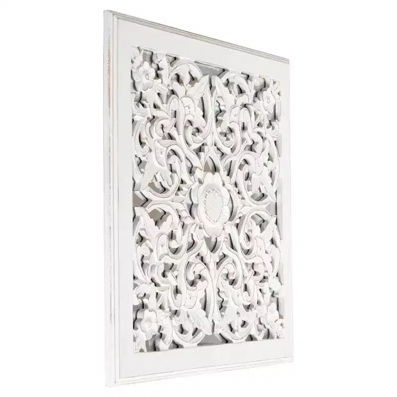 Maia Carved Wall Mirror Medallion White - Brewster