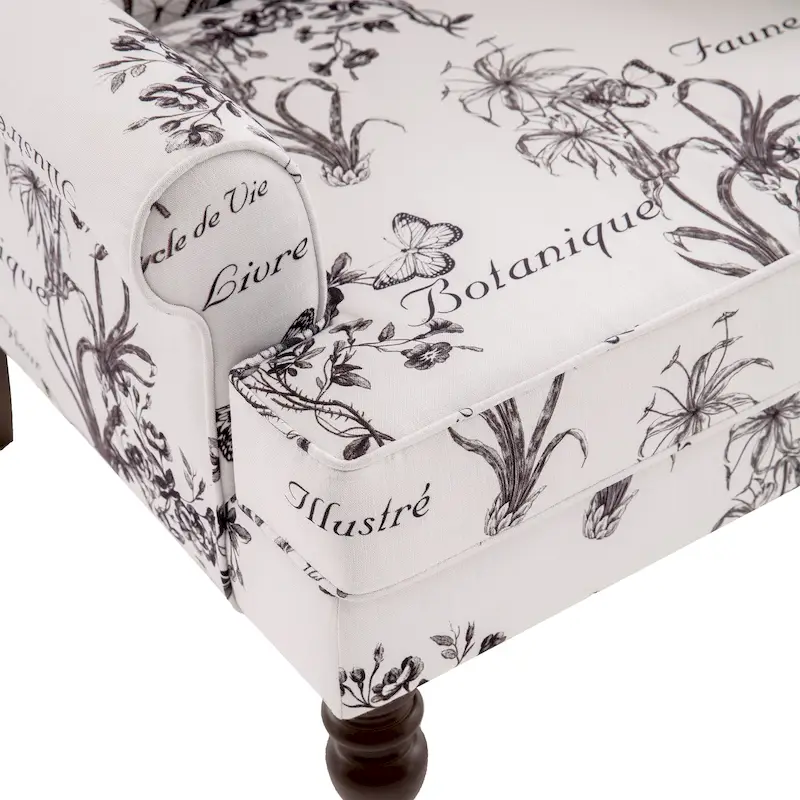 Upholstered Polyester Accent Armchair with Spiral Wood Legs and High-Resilient Cushion