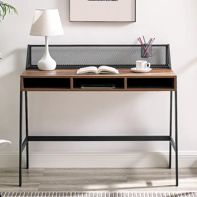 Industrial Writing Desk with Mesh Back - 42 Wide