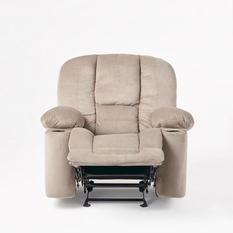 Roomfitters Luxurious Manual Recliner Chair in Chocolate with Skin-Friendly Fabric and Dual Cup Holders