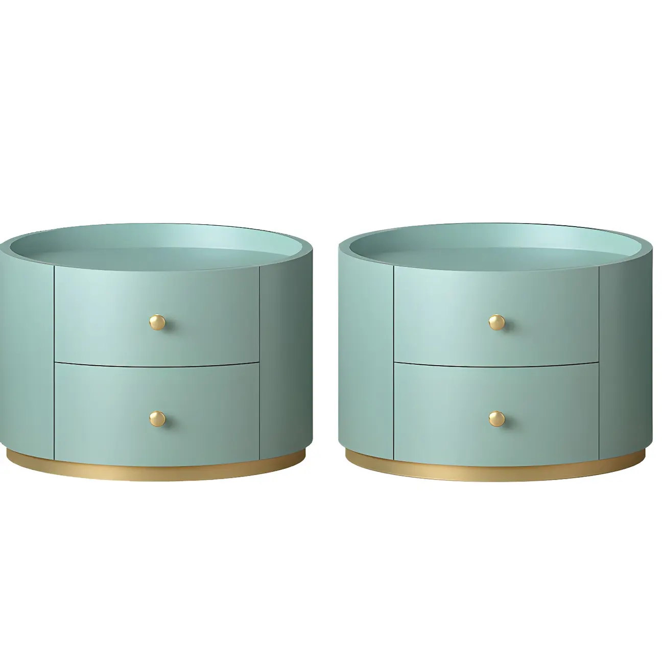 Glam Manufactured Wood Round 2-Drawer Nightstand