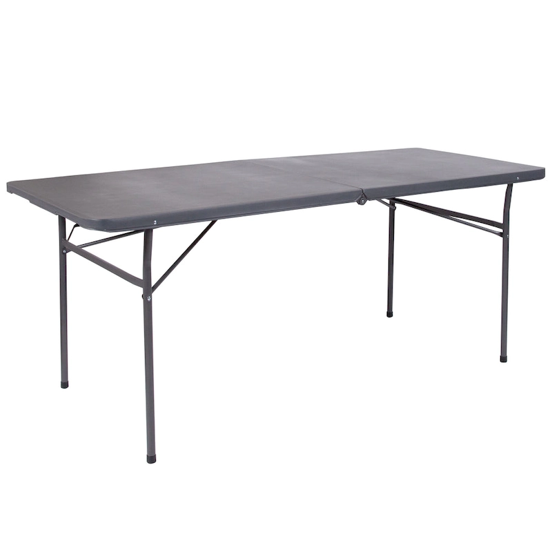 30W x 72L Bi-Fold Plastic Banquet and Event Folding Table with Carrying Handle - 72D x 30W x 29H