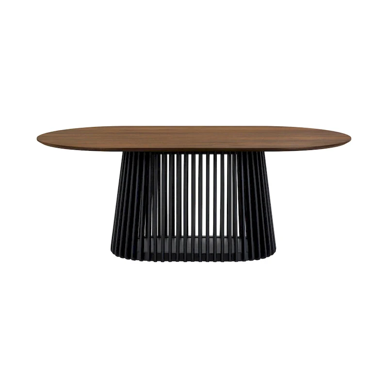 Pasadena 79 inch Solid Wood Oval Dining Table with Slatted Pedestal Base