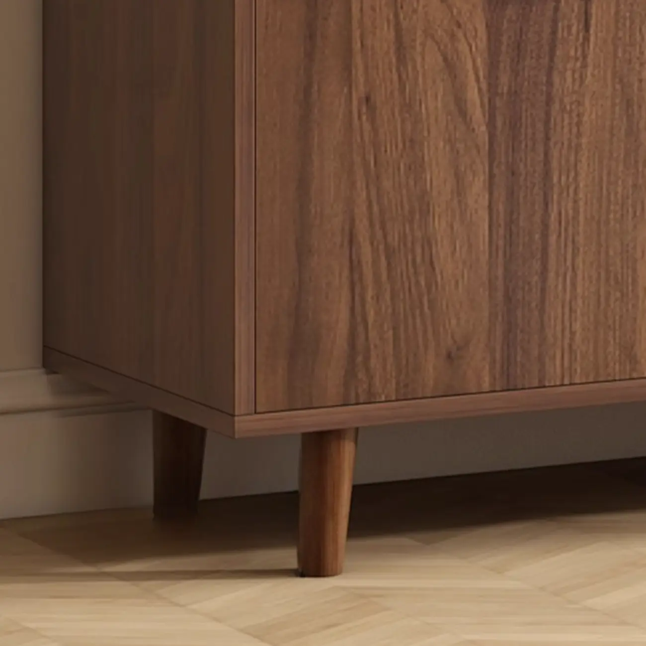 Modern Wood Sideboard with Glass Countertop
