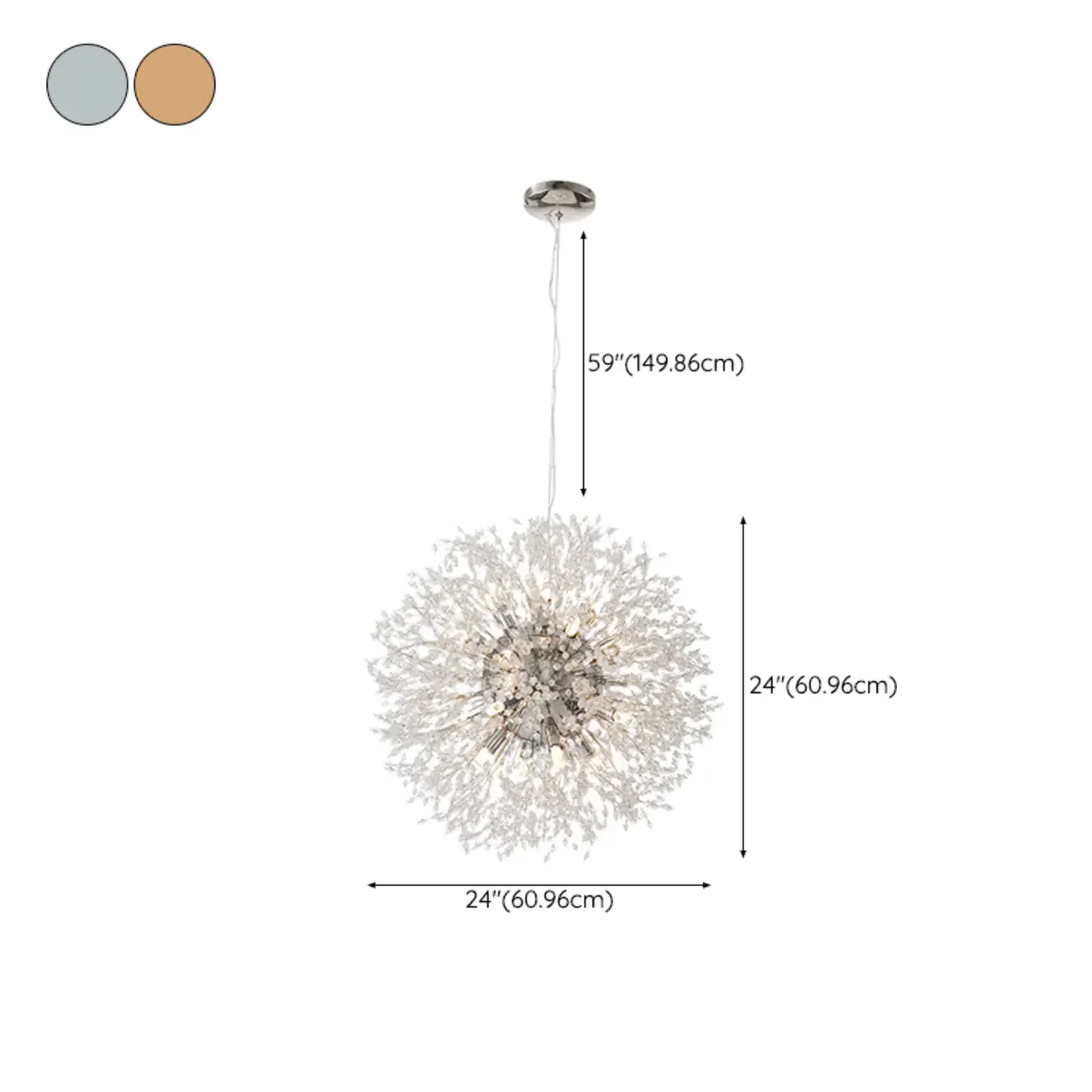 Modern Crystal Globe Chandelier with Starburst Design
