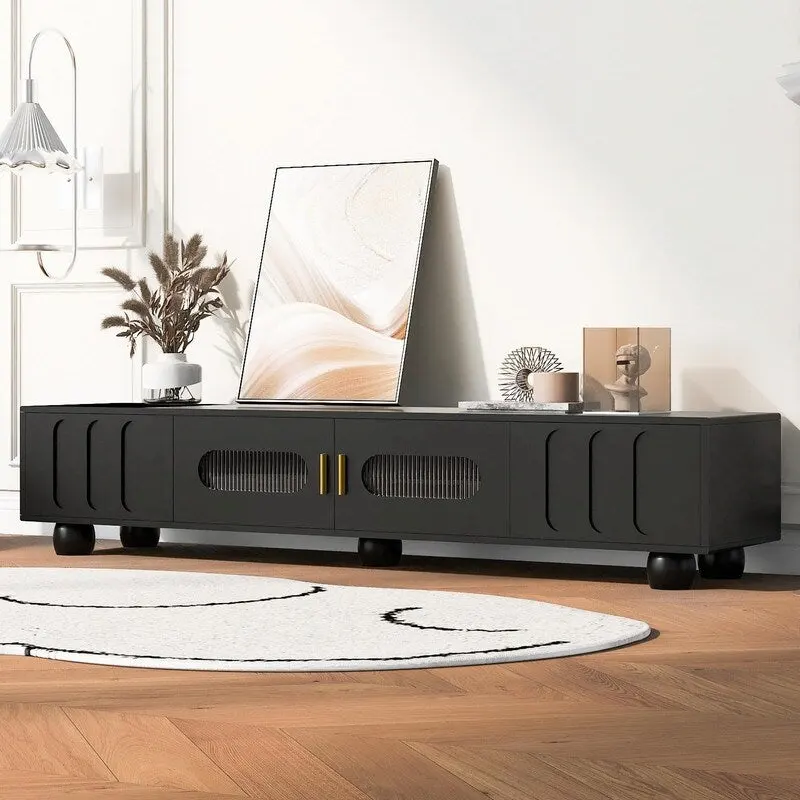 TV Stand with Cabinet Doors and Drawers, Fits TVs up to 80 Inches