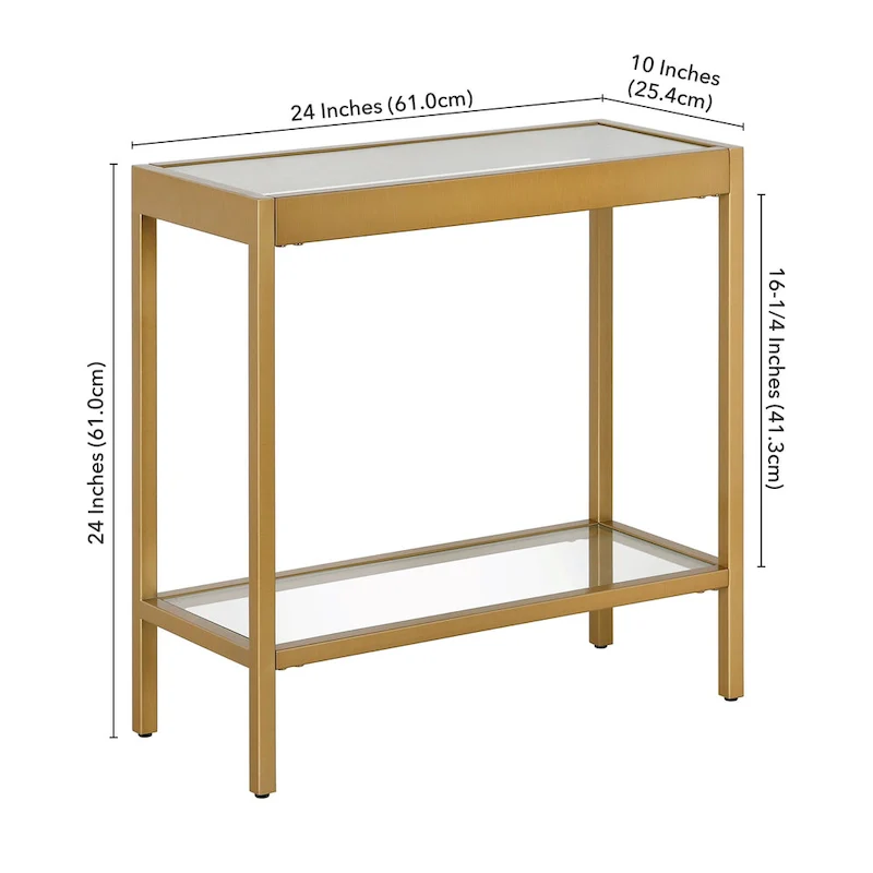 Bronze Rectangular Glass Side Table 24 Inch