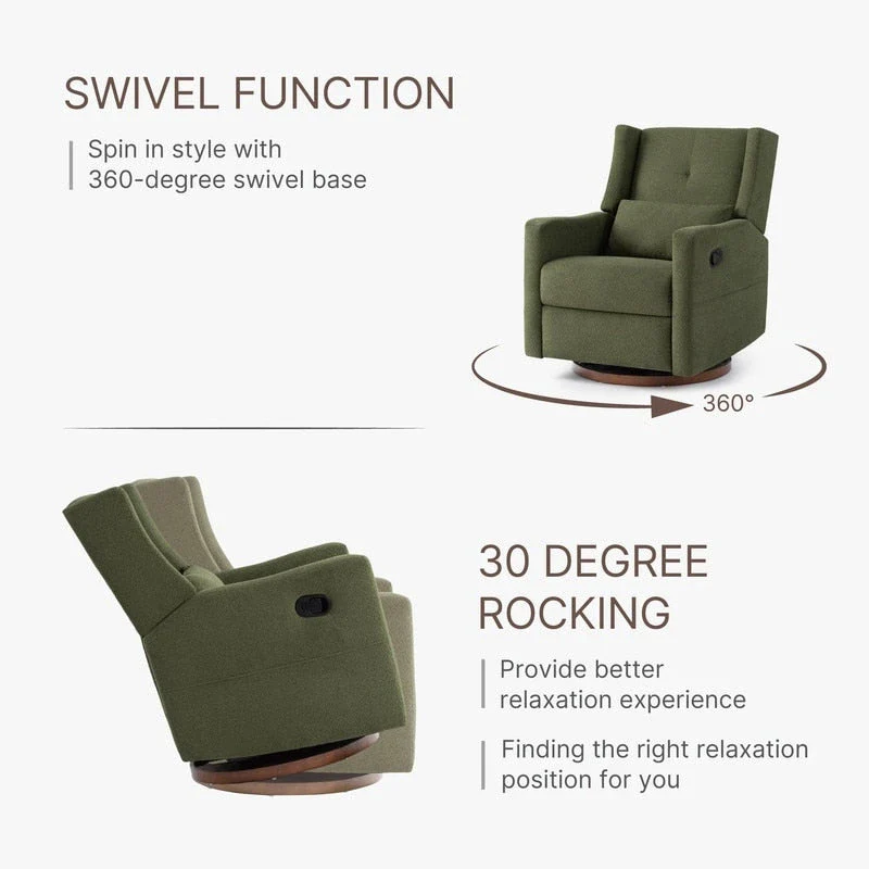 Lincoln Manual Swivel Glider Recliner with Lumbar Pillow