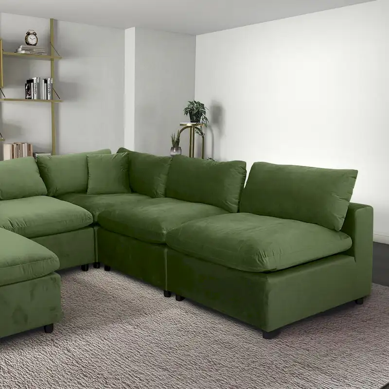 Yannie Mid-Century Modern Modular Sectional Velvet Sofa