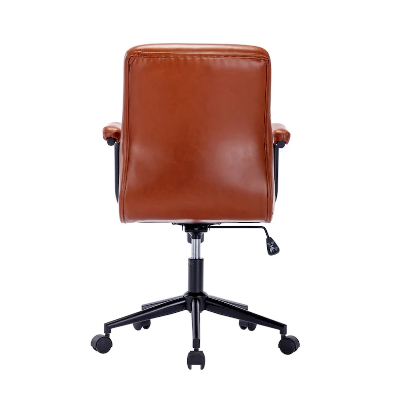 Brown / White / Black Button-Tufted PU Leather Office Chair with Steel Base & Central Tilt – 1-Person