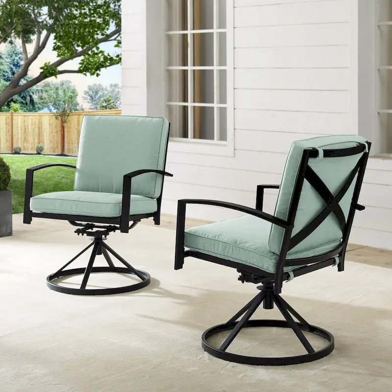 Crosley Kaplan 2Pc Outdoor Dining Swivel Chair Set - 24.75W x 25D x 37H