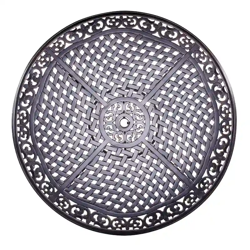 Clihome 48  Round Patio Aluminum Make Dining Table With Umbrella Hole