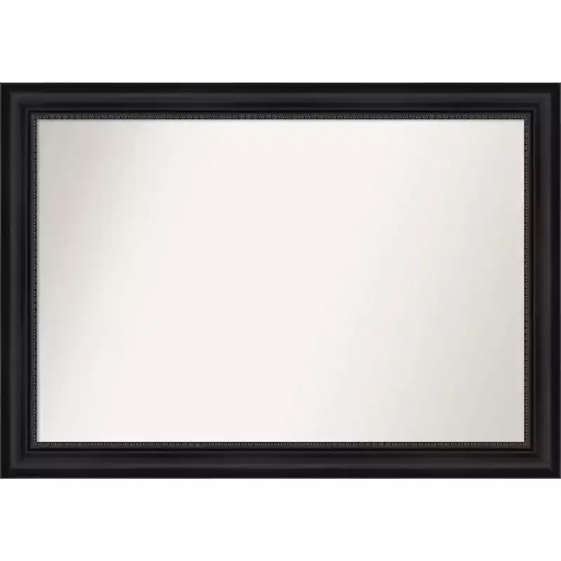 41" x 29" Non-Beveled Astor Black Wall Mirror - Amanti Art: Modern Rectangular Polystyrene Frame, Includes Mounting Hardware