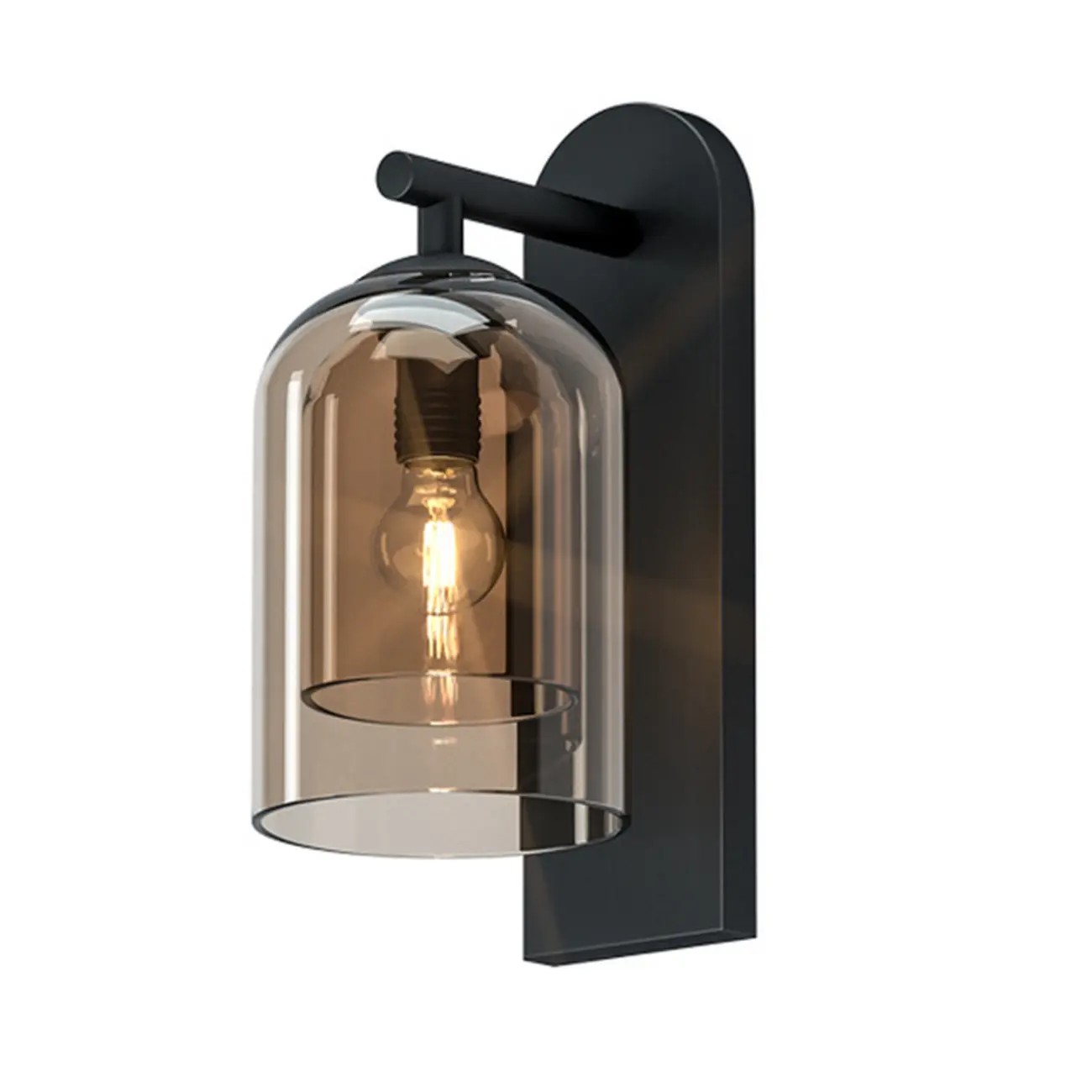 1-Light Double Shade Glass Ambient Wall Sconce