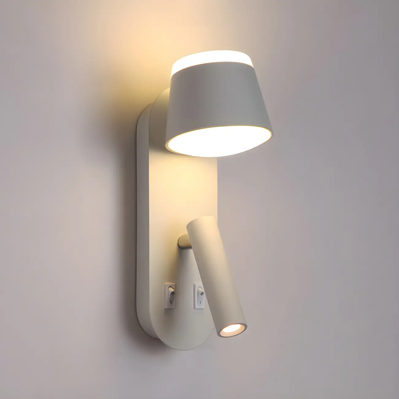 Modern 2-Light LED Wall Sconce with Charging Port for Bedroom