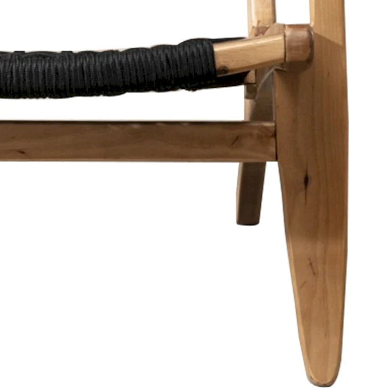 Accent Chair with Rope Woven Seat and Wooden Frame, Brown and Black