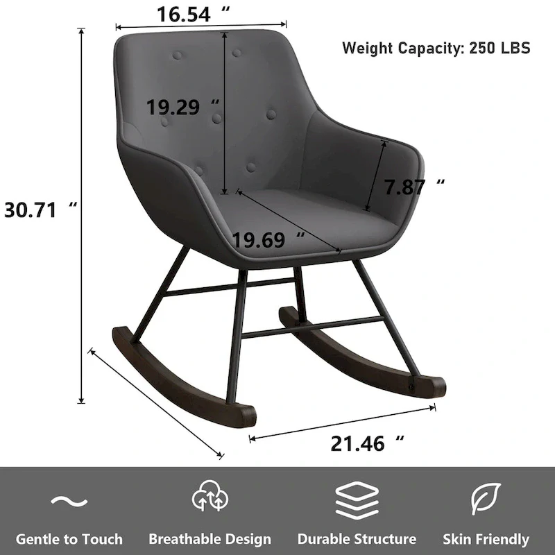 Accent Chair, Upholstered Button Tufted Living Room Chairs with Wood Legs, Comfy Frosted Velvet Lounge Chair