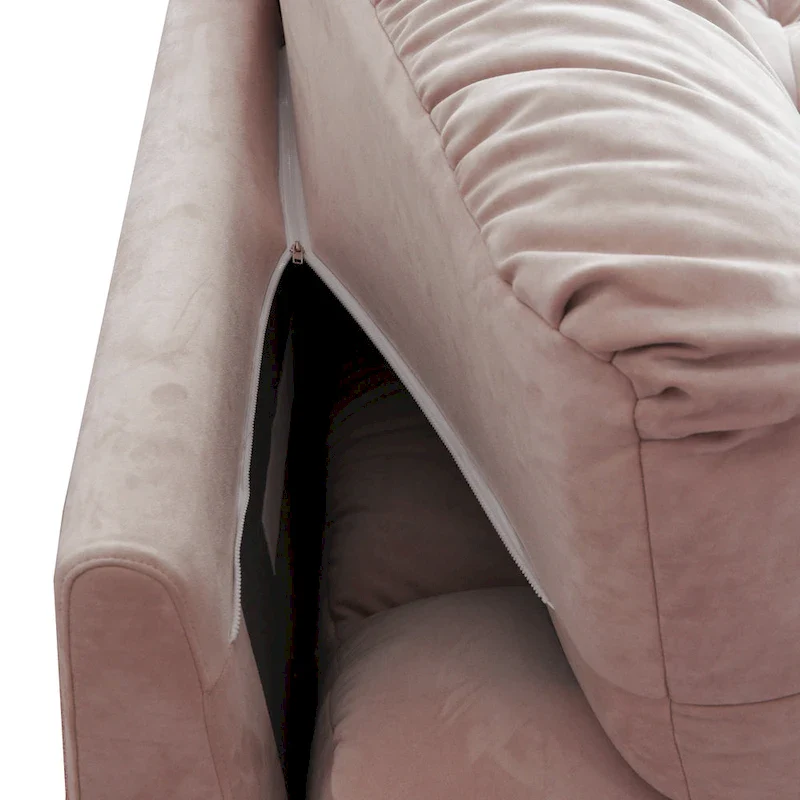 Velvet Loveseat Sofa - 2 Seater - Beige/Grey/Pink