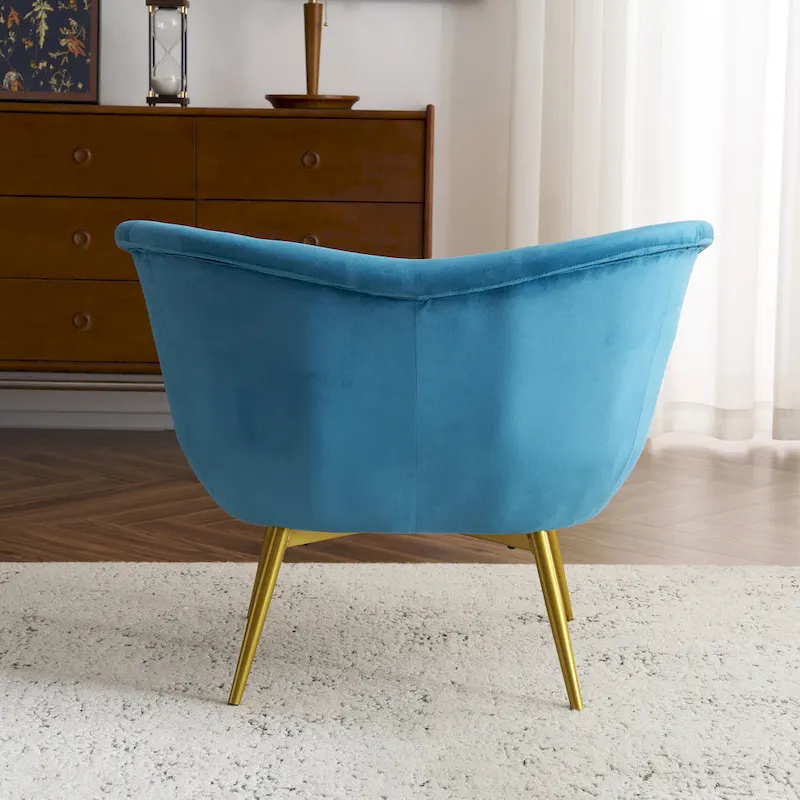 Christopher Knight Home - Eliana Modern Teddy Fabric Accent Chair with Curved Backrest and Gold Legs