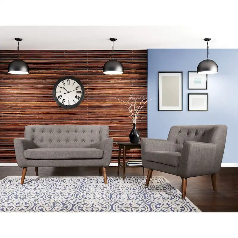 Carson Carrington Balestrand Mid-century Tufted Back Fabric Loveseat - N/A