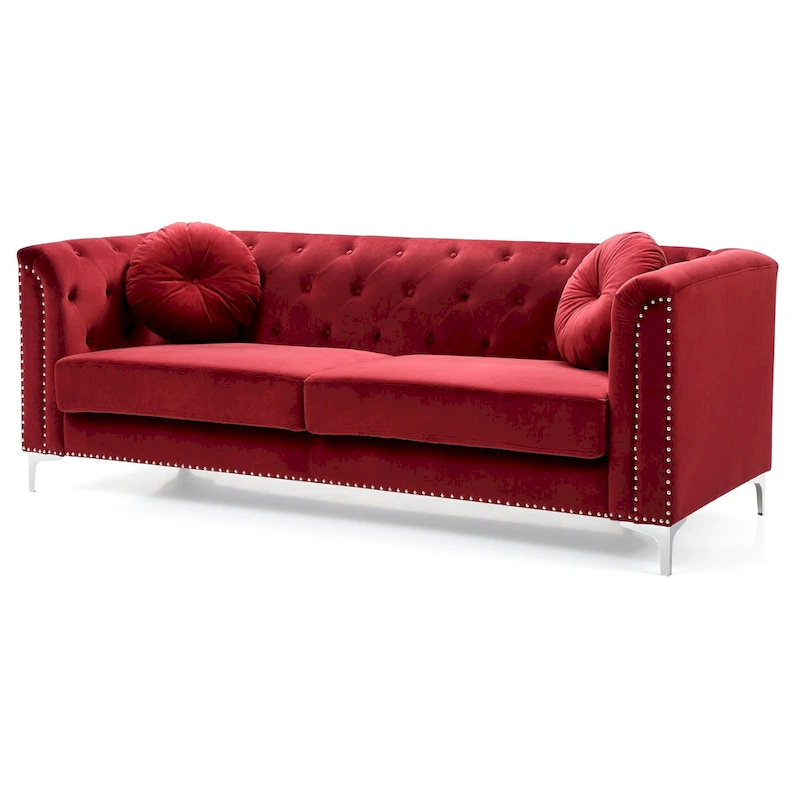 Pompano Velvet Button Tufted Sofa