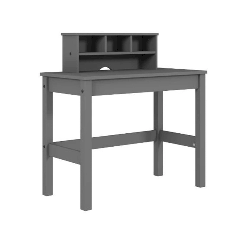 Wooden Writing Desk with Hutch in Grey