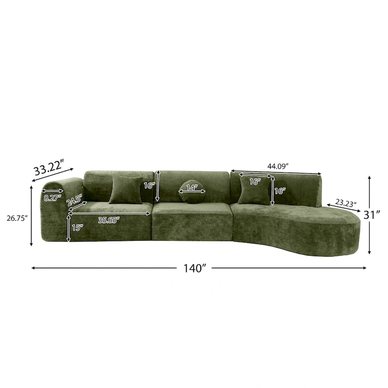 Christopher Knight Home- Buker Curved Polyester Sectional Sofa