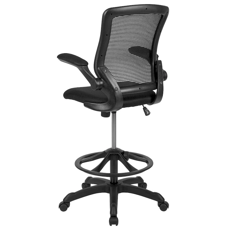 Mid-Back Mesh Ergonomic Drafting Chair with Foot Ring and Flip-Up Arms