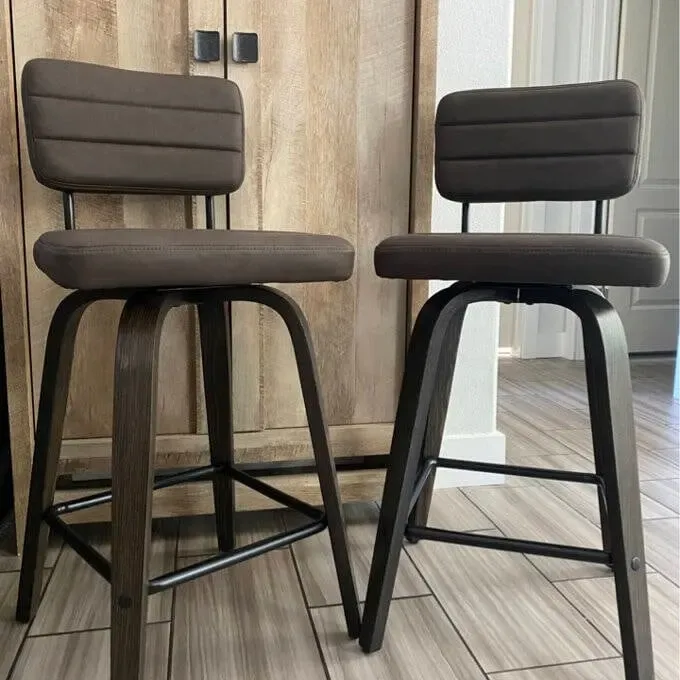 Swivel Counter Height Bar Stool with PU Leather Seat