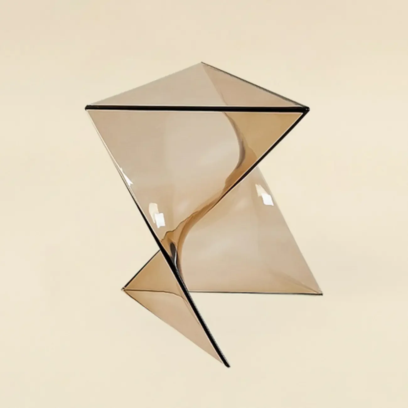 Living Room Acrylic Triangle Side Table with Twisted Base