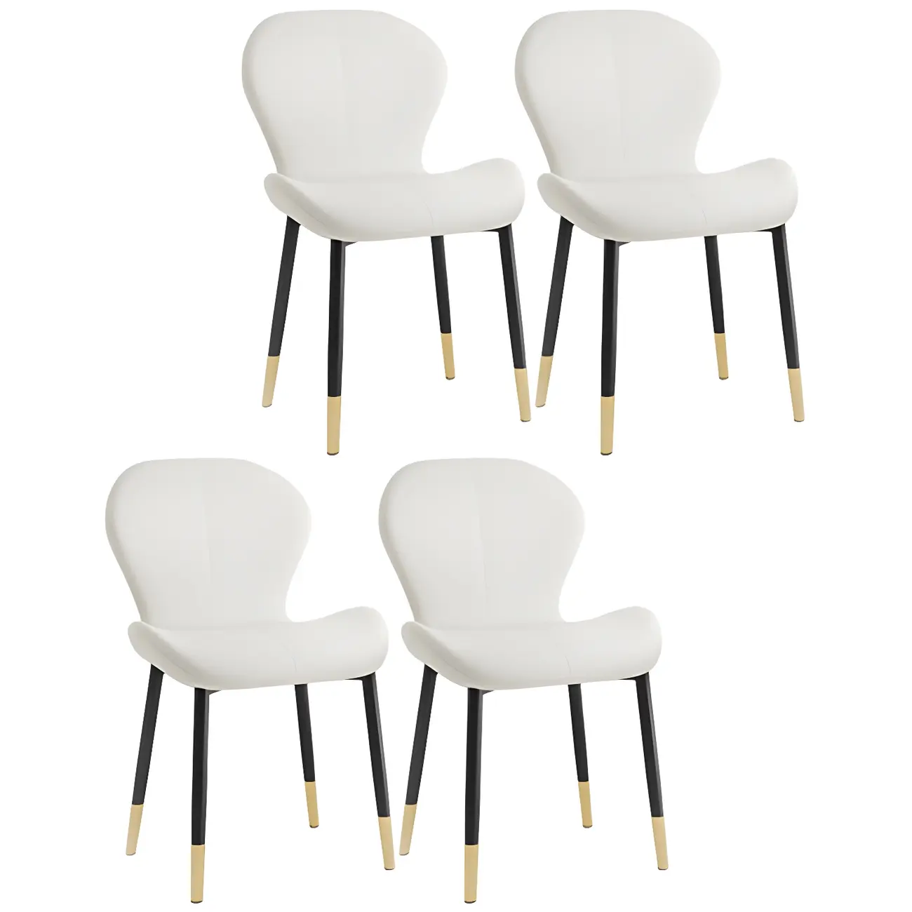 Art Deco Curved Back Leather Dining Chair Solid Back